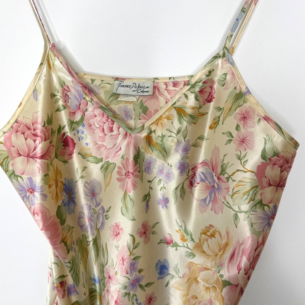 Vintage‎ Floral Slip Dress/Neglige Size L Made in USA - Picture 3 of 9